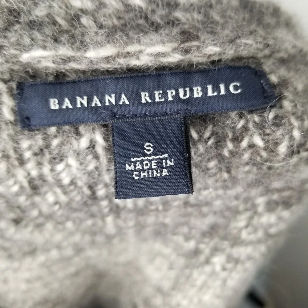 BANANA REPUBLIC Sweater Alpaca Wool V Neck Fitted Knit Women's Small Grandpacore
